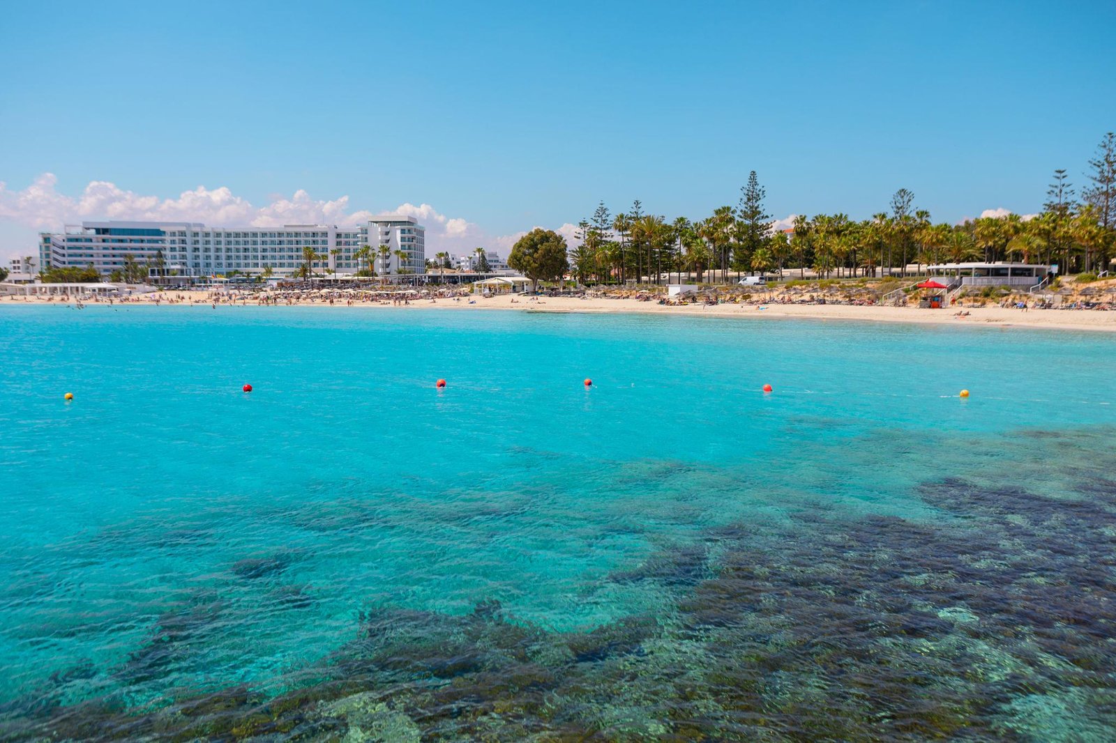 Cyprus beach with turquoise water and Mediterranean coastline